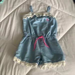 Toddler DKNY denim and lace romper